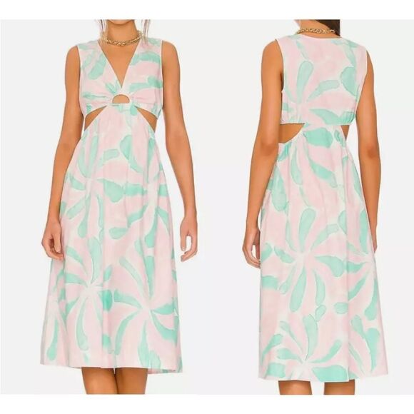 Rails Dresses & Skirts - NWT Rails Rizo Midi Dress Side Cutout Sleeveless V-Neck Front D-Ring Candy M